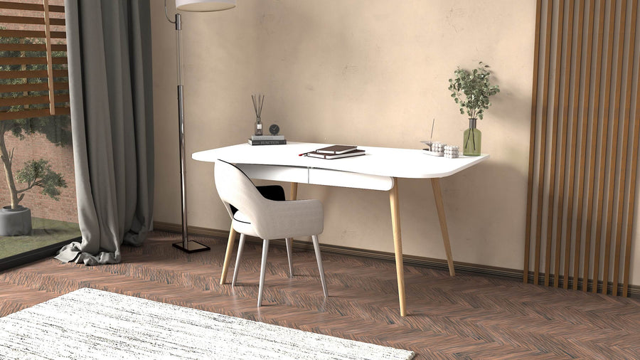 Marseva Wor v2 Çekmeceli Çalışma Masası Beyaz 120x60